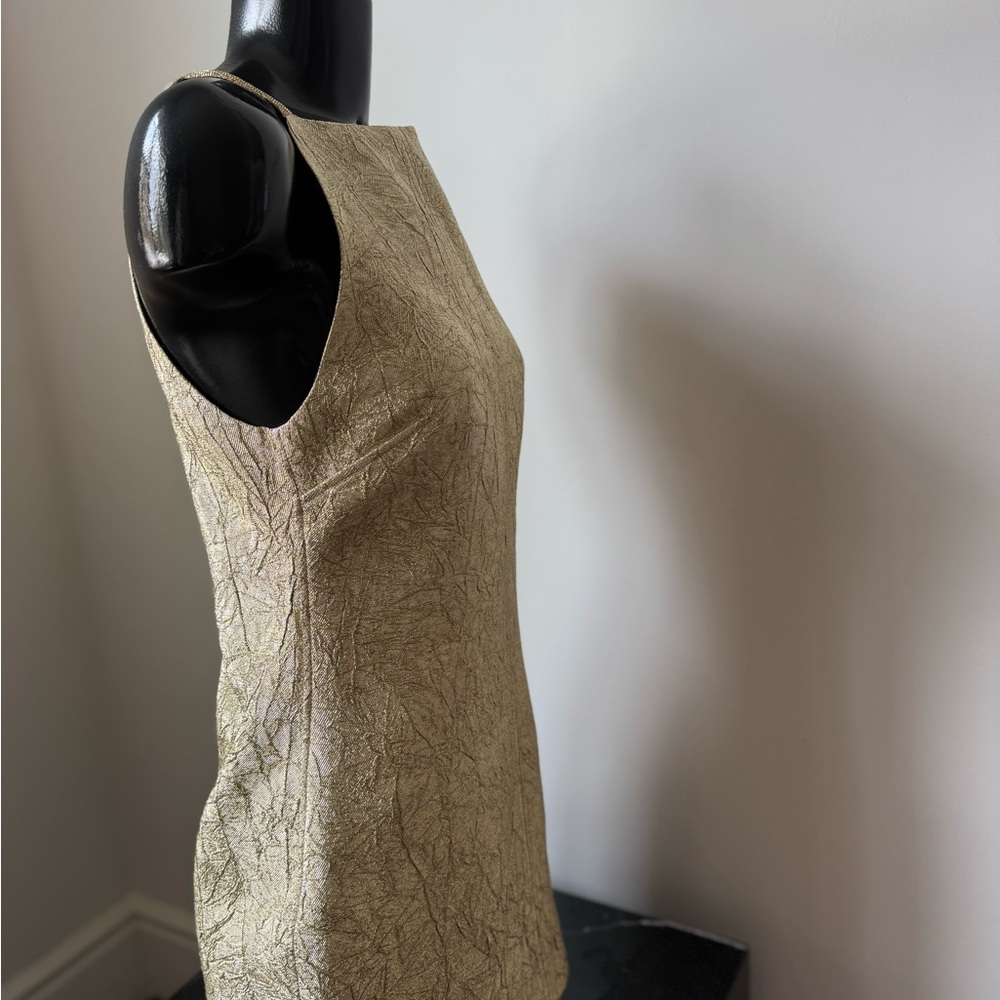 Zara Gold Textured Sleeveless Dress
